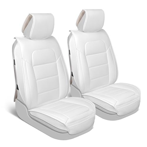 MOTORBOX CLASSIC FAUX LEATHER FRONT SEAT COVERS 2-PC SET - WHITE