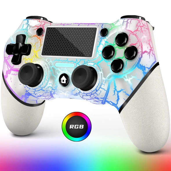 P4 WIRELESS CONTROLLER FOR PS4 WITH NON-SLIP GRIP, 3.5MM AUDIO JACK- LIGHT WHITE