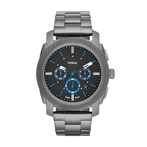 Fossil Men's Steel Chronograph Watch 45MM Smoke Blue Dial Chrono CH4441 - Black