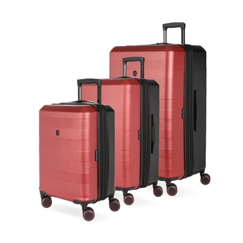 SwissGear Duet Hardside Expandable Luggage with Spinner Wheels, Red/Black New