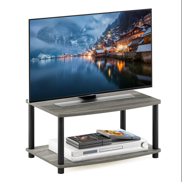FURINNO TURN-N-TUBE TV RISER STAND 2-TIER SMALL ELEVATED NO TOOLS TV - OAK GRAY