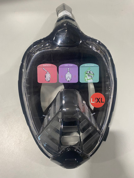 GENERIC FULL FACE SNORKEL MASK SILICONE SEAL L/XL - BLACK