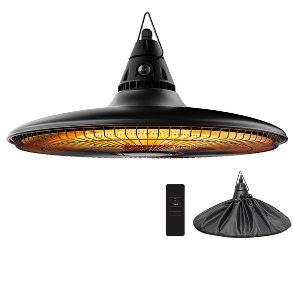 SUNDATE HANGING HEATER, 1500W OUTDOOR ELECTRIC PATIO CEILING HEATER - BLACK