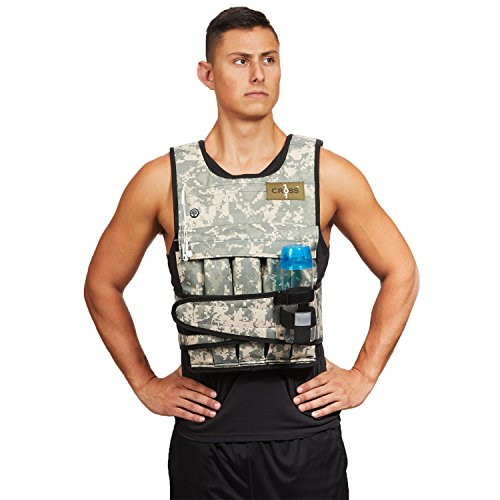 CROSS101 ADJUSTABLE WEIGHTED VEST WITH SHOULDER PADS 40LBS - CAMOUFLAGE
