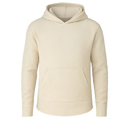 BLUE ICE MEN'S WAFFLE KNIT THERMAL PULLOVER HOODIE - SIZE: MEN LARGE - NATURAL New