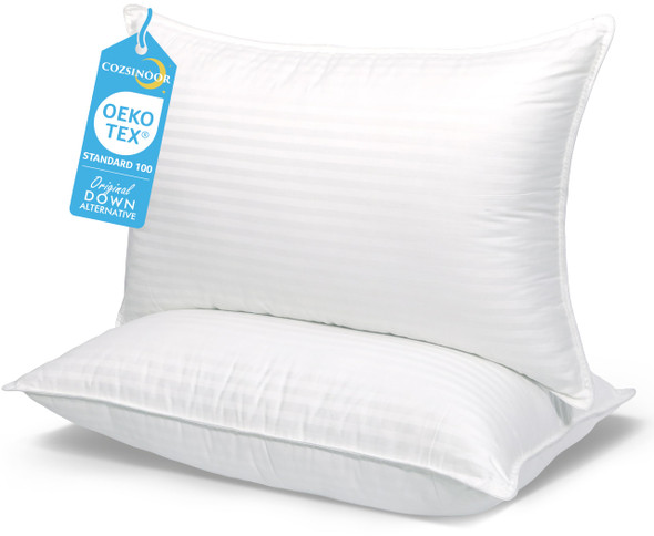 COZSINOOR BED PILLOWS FOR SLEEPING HOTEL QUALITY LUXURY 2 CT QUEEN - WHITE
