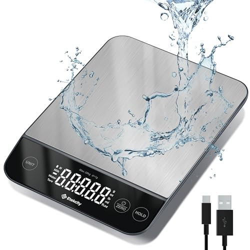 ETEKCITY DIGITAL FOOD KITCHEN SCALE 304 STAINLESS STEEL-SILVER 22LB EKS-L221-SUS