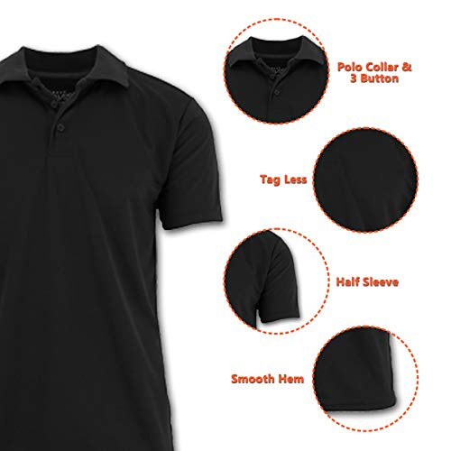 GALAXY BY HARVIC MEN'S TAGLESS MOISTURE WICKING POLO SHIRT MEN LARGE NEW New