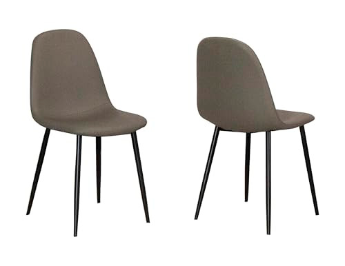 Sunset Trading Leda Dining Chairs | Matte Black Metal Tapered Legs | Mocha Brown