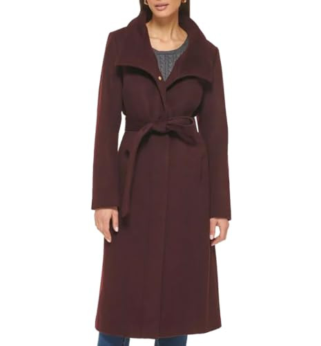 352SW430 COLE HAAN WOMEN'S LONG SLEEVE FORMAL SLICK WOOL COAT_SIZE 10_BGRD