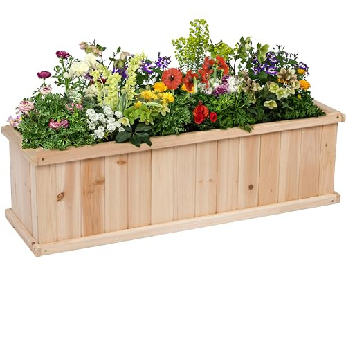SHINE COMPANY RECTANGLE CEDAR RAISED GARDEN BED BOX PLANTER 5103N - NATURAL
