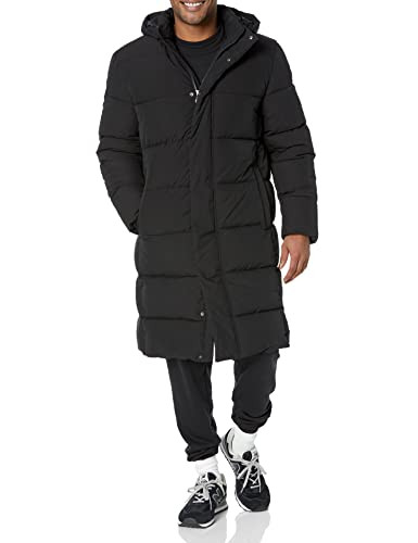 AMAZON ESSENTIALS MENS HOODED LONG PUFFER COAT - SIZE 6X-LARGE - BLACK