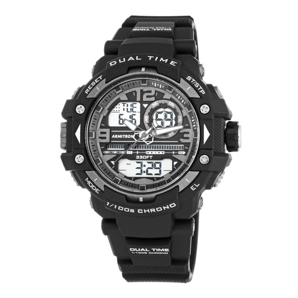 ARMITRON MEN'S SHOWCASE CASUAL WATCH, RESIN BAND - BLACK New