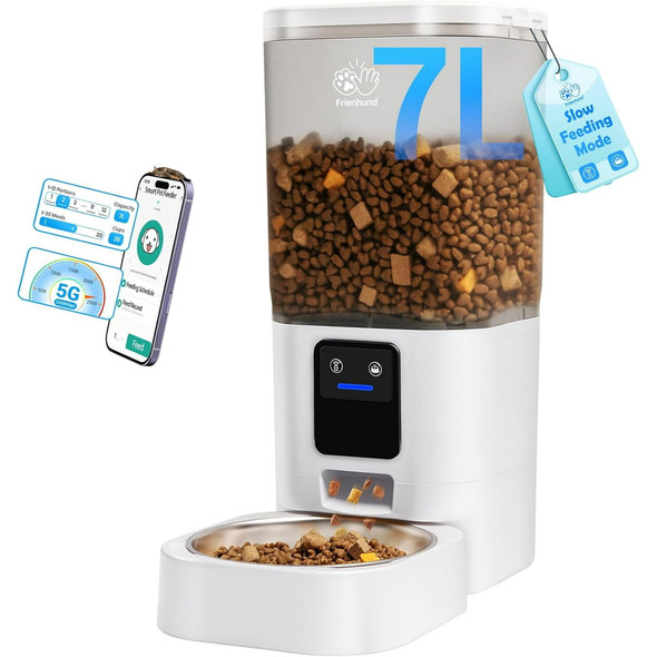 FRIENHUND AUTOMATIC CAT FEEDER WITH 5G WIFI - 29 CUPS - WHITE