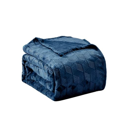 Amrani Bedcover Embossed Blanket, Soft Premium Microplush, Queen, Navy New