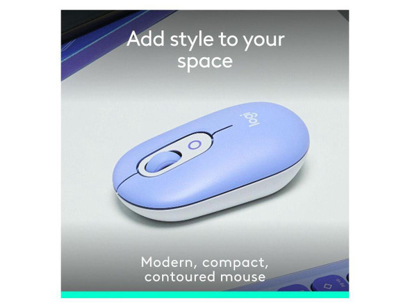 Logitech POP Mouse - Wireless - 32.81 ft - Bluetooth - Lilac - Scroll Wheel - 4