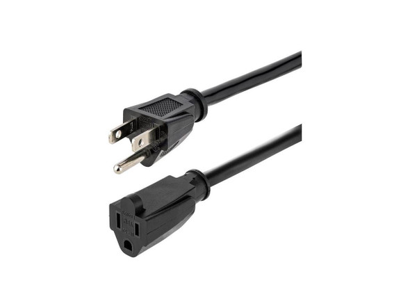 StarTech 15ft Heavy Duty Extension Cord NEMA5-15P to NEMA5-15R Black