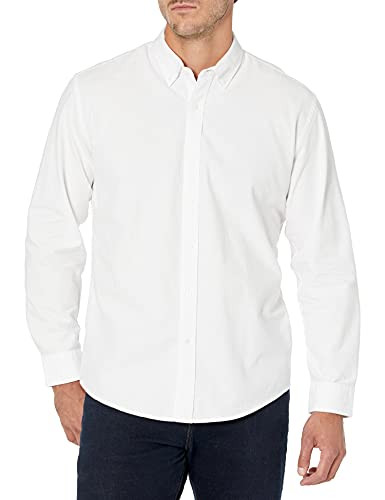 AMAZON ESSENTIALS MEN'S LONG-SLEEVE REGULAR-FIT OXFORD SHIRT - SIZE L - WHITE New