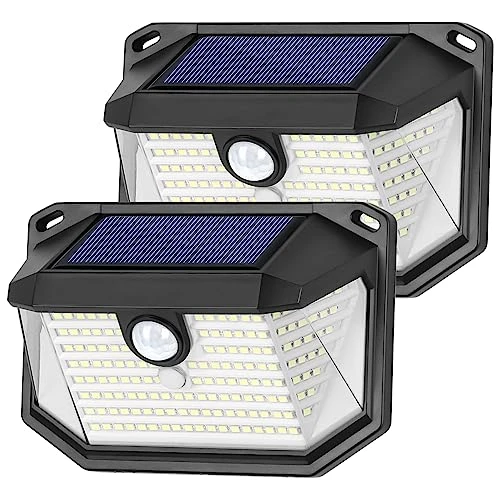 BRIGHTEVER SOLAR OUTDOOR LIGHTS, 2 PACK SUPER BRIGHT 178 LEDS MOTION SENSOR New
