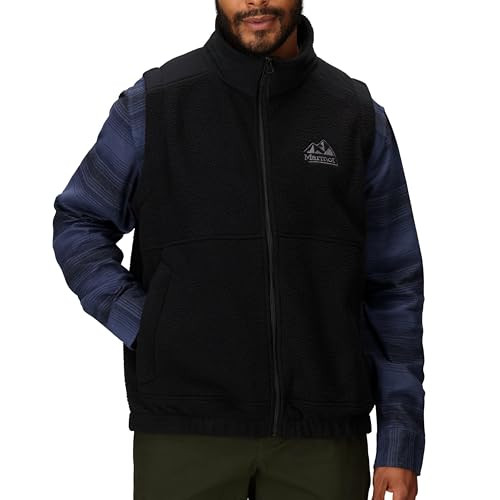 MARMOT MEN'S WANDERER HIGH PILE FLEECE VEST SMALL BLACK New