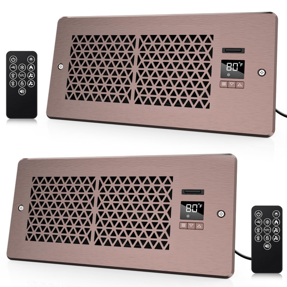MATULSA Register Booster Fan 2-Pack, 4" x 10" Register, Remote Control - Bronze