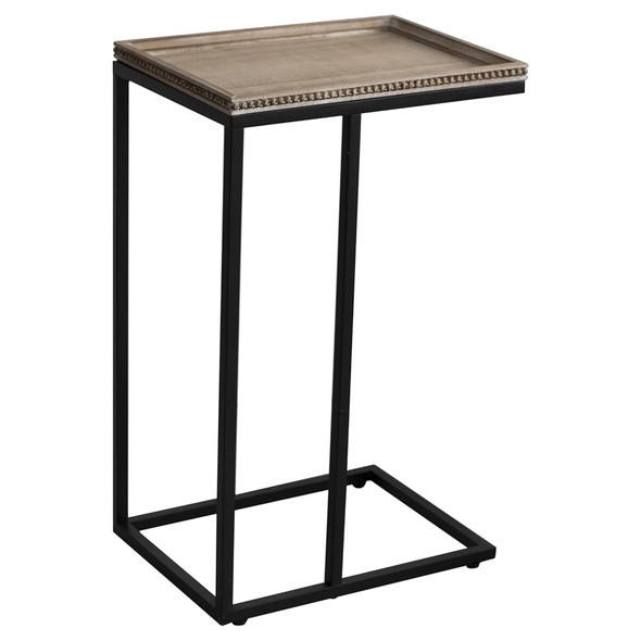COZAYH FARMHOUSE C-SHAPED COUCH END TABLE METAL FRAME - BLACK