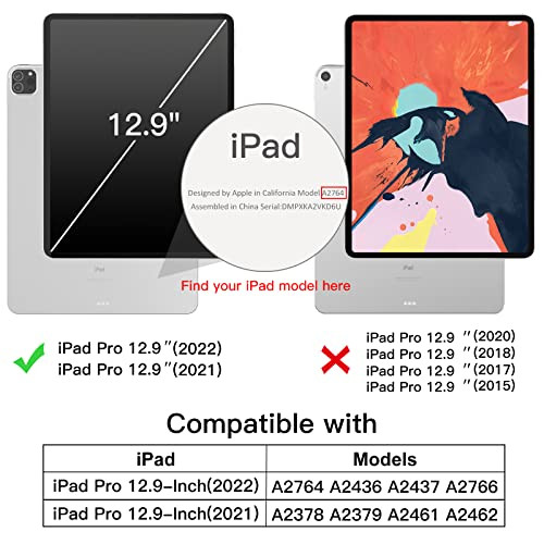 JETECH CASE FOR IPAD PRO 12.9" 6TH/5TH GEN, SLIM STAND HARD BACK SHELL - BLACK New