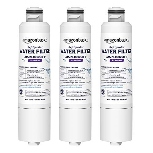 AMAZON BASICS REPLACEMENT REFRIGERATOR WATER FILTER CARTRIDGE, 3PK - WHITE New