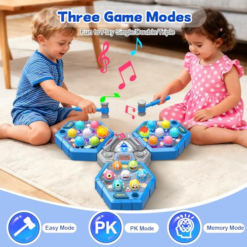 ANNKIE WHACK GAME MOLE, TOYS FOR AGE 3-12, INTERACTIVE EDUCATIONAL, 35978 - BLUE