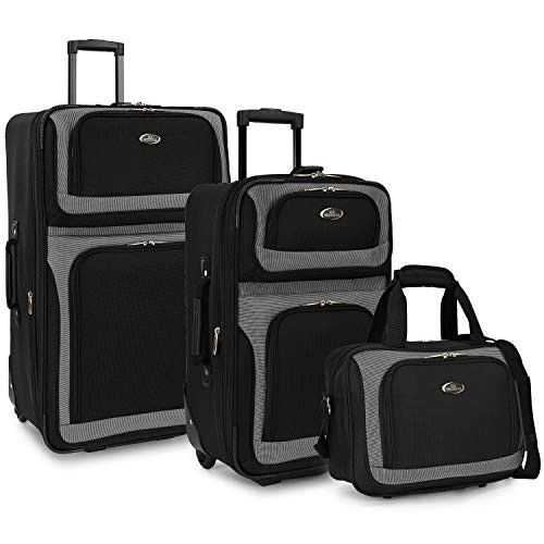 U.S. TRAVELER NEW YORKER LIGHTWEIGHT EXPANDABLE ROLLING LUGGAGE - BLACK New