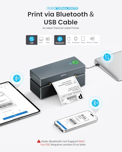 POLONO BLUETOOTH THERMAL SHIPPING LABEL PRINTER 4X6, PL80E - GRAY