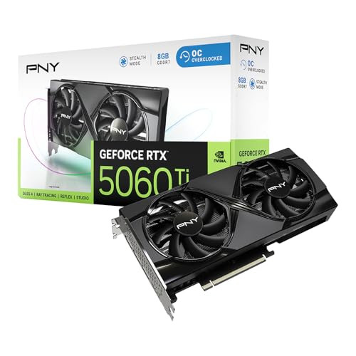 PNY NVIDIA GEFORCE RTX 5060 TI OC DUAL FAN 8GB GDDR7 GRAPHICS CARD - BLACK
