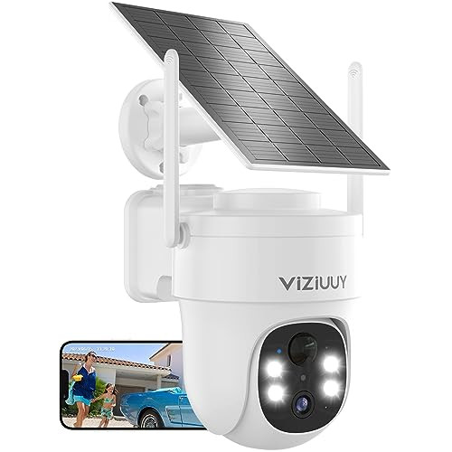 VIZIUUY SOLAR SECURITY CAMERAS WIRELESS 3MP PAN TILT 360°WIFI VZ-3PT2 - WHITE