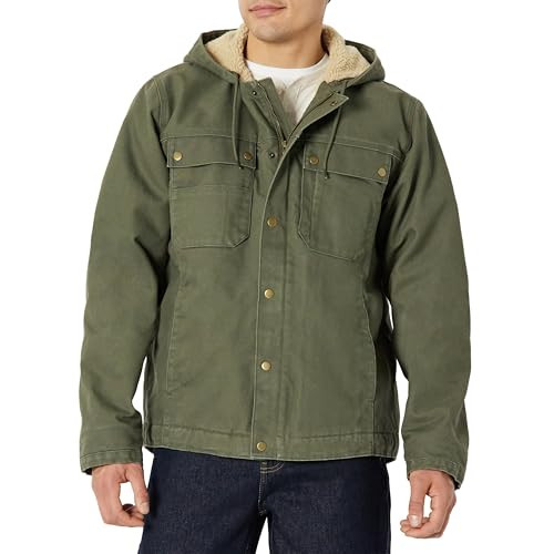AMAZON BASICS INSULATED RELAXED FIT HOODED WORKWEAR JACKET MEN'S OLIVE LARGE New