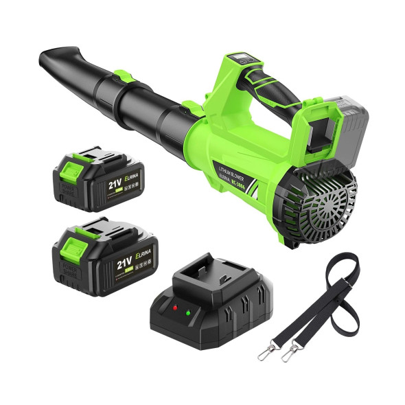 ELRINA LEAF BLOWER CORDLESS WITH 2 X 3.0AH BATTERIES AND CHARGER - GREEN