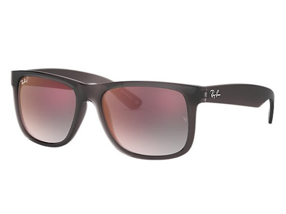 RAY-BAN JUSTIN RECTANGULAR SUNGLASSES - SMOKE GRAY/GRAY GRADIENT MIRROR