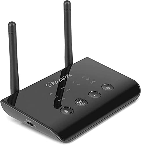 ALURATEK BLUETOOTH AUDIO RECEIVER AND TRANSMITTER WITH LOW LATENCY - BLACK