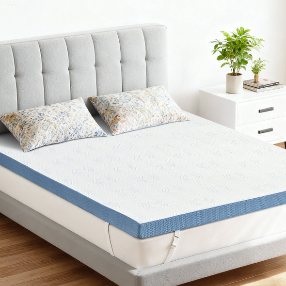 ALWYN HOME 3-INCH FIRM MATTRESS TOPPER MEMORY FOAM, WASHABLE COVER - WHITE