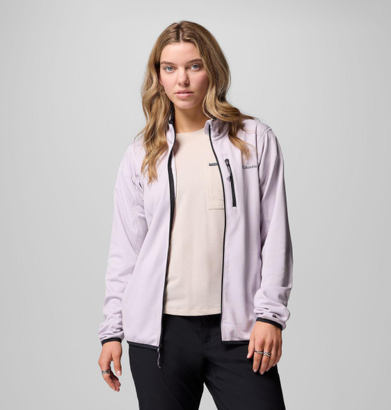 COLUMBIA ESSENTIAL HIKE GRID FLEECE FULL ZIP SIZE: WOMEN L - LAVENDER PEARL New