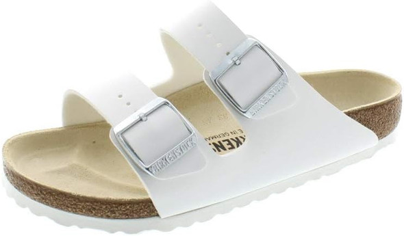 BIRKENSTOCK UNISEX ARIZONA LEATHER SANDALS - SIZE: MEN 4 WOMEN 6 - WHITE/BEIGE