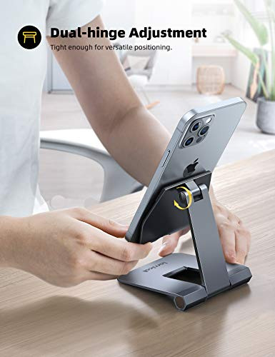 Lamicall Aluminum Metal Adjustable Cell Phone Stand Desk Heavy Duty Metal Gray