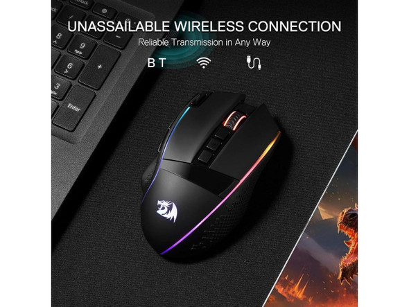 Redragon M991 Wireless Gaming Mouse, 26000 DPI 3-Mode Gamer Mice w/Rapid Fire