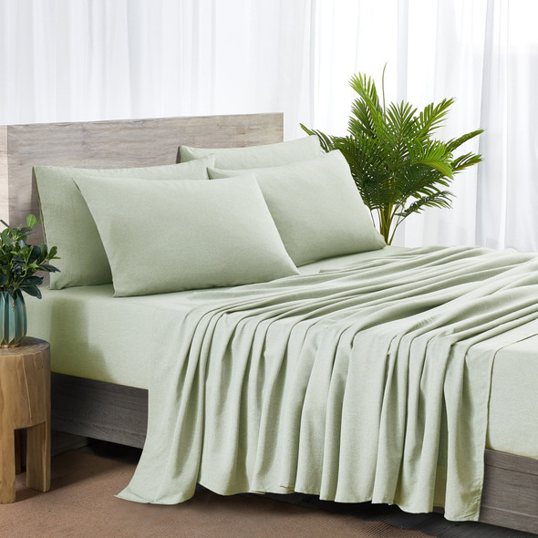 BIBB HOME RAYON FROM BAMBOO 2000 COUNT 6 PIECE CHAMBRAY SHEET SET (KING) - SAGE