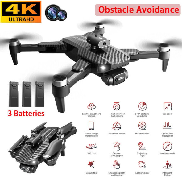 V162 DRONE DRONE WIFI FPV 4K HD DUAL CAMERA SELFIE OBSTACLE AVOIDANCE - CARBON
