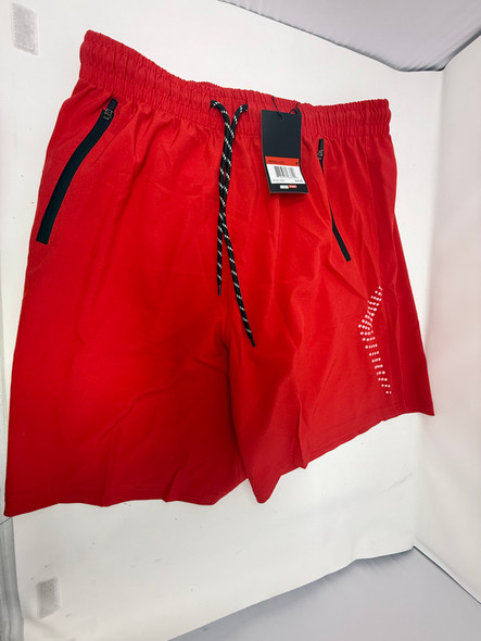 JUMP START MEN'S PERFORMANCE TRAINING SHORTS ZIPPER POCKETS - SIZE: MEN M - RED New