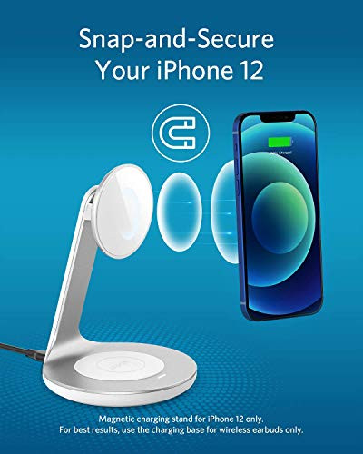 ANKER WIRELESS CHARGER POWERWAVE MAGNETIC 2-IN-1 STAND CABLE A25611Y1 - WHITE
