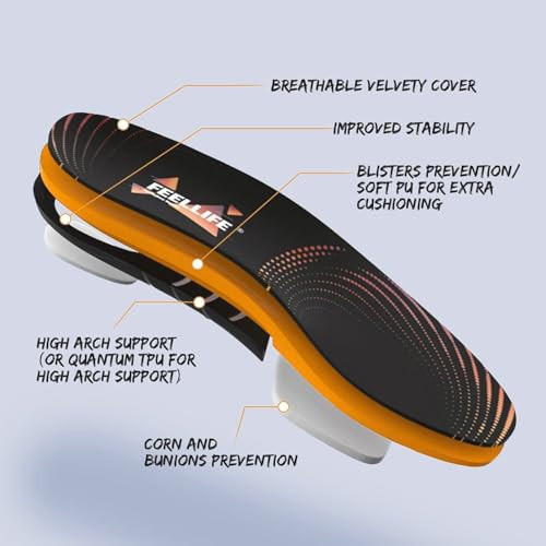 FEELLIFE Plantar Fasciitis Relief Shoe Insoles [1-Pair] Arch Support Insoles