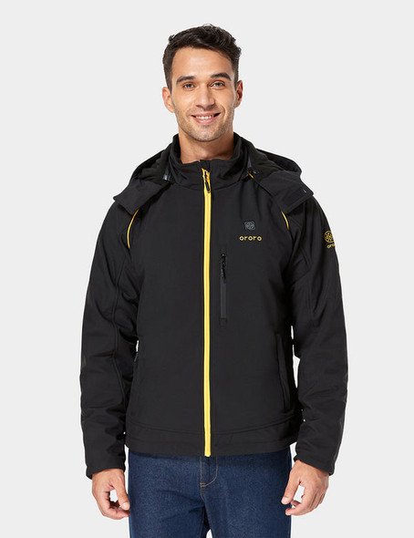 ORORO MEN'S DETACHABLE HOOD CLASSIC HEATED JACKET XL - BLACK GOLD