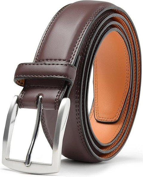 CARLO FELLINI MEN'S DRESS BELT COW LEATHER BELT - SIZE: MEN 34/36 - COGNAC-BROWN