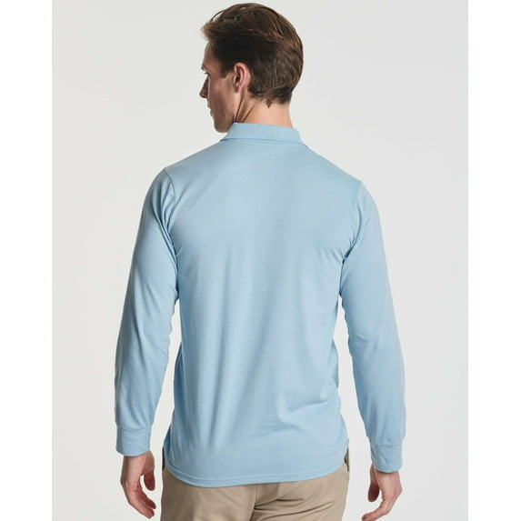 REAL ESSENTIALS 3 PACK LONG-SLEEVE POLO SHIRT - SIZE: MEN XL - BLUE/GREEN/BLACK